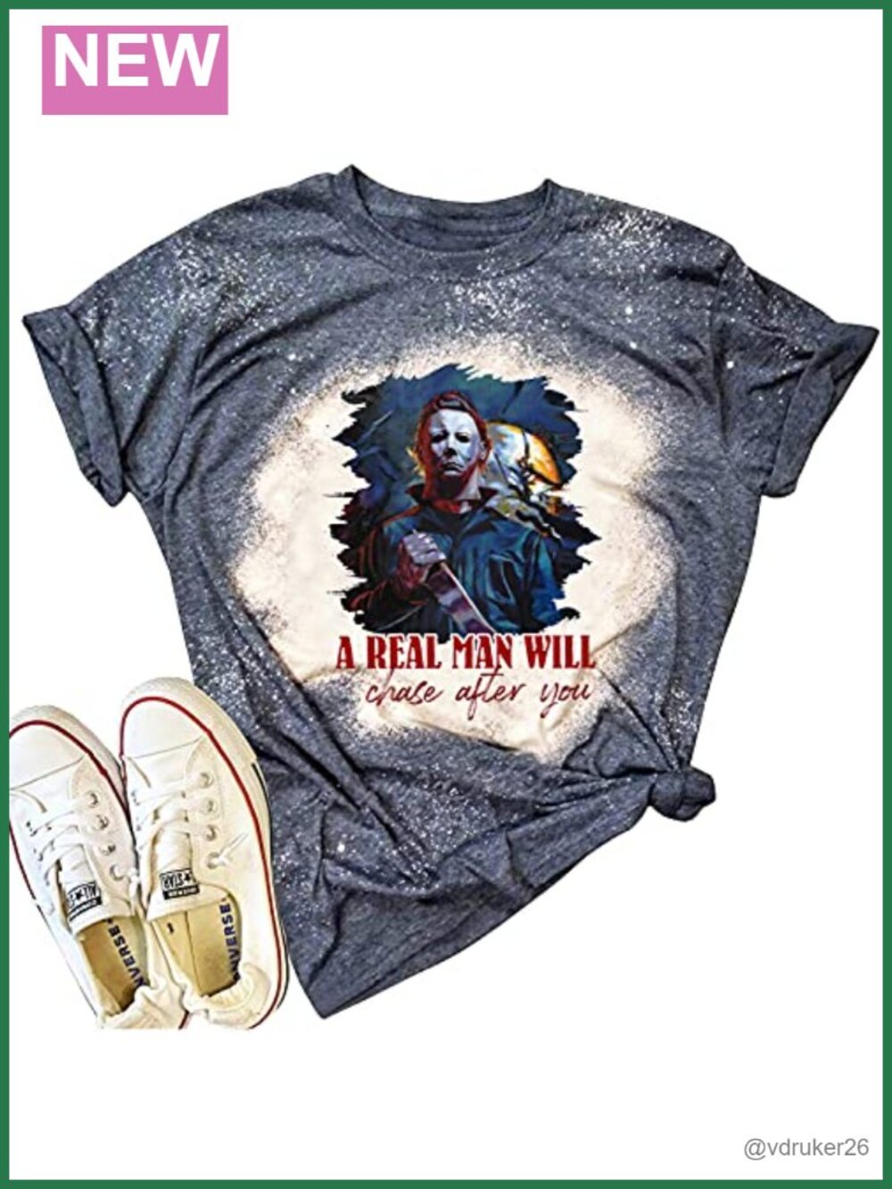 Horror Movies Bleached T-Shirt Women Funny Letter Print Halloween Party Tee